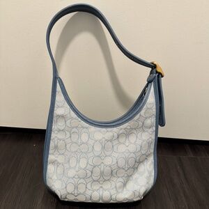 Coach Ergo Shoulder Saddle Bag in Blue Jacquard